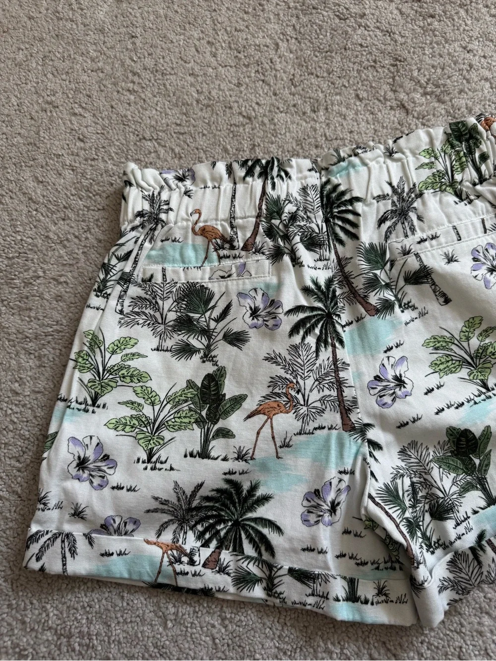 Janie and Jack Girls Tropical Flamingo Paperbag Waist Short Size 10 New